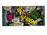 Marvel Comics Retro: Luke Cage, Hero for Hire Comic Panel, Kicking and Fighting (aged) Poster