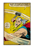 Marvel Comics Retro: Mighty Thor Comic Panel, Swinging Hammer (aged) Posters