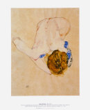 Nude with Blue Stockings Bending Forward, c.1912 Affiches par Egon Schiele