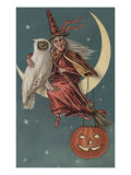 Witch On A Pumpkin Posters