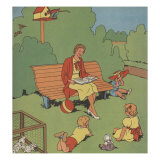Mother Reads To Us In The Park Print by Constance Heffron