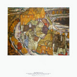 Crescent of Houses, Island Town, c.1915 Posters tekijänä Egon Schiele Crescent of Houses, Island Town, c.1915 Posters tekijänä Egon Schiele