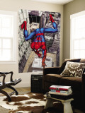 Spider-Man Above the City, Crawling on Web Wall Mural