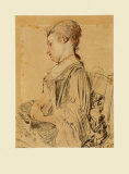 Seated Woman Collectable Print by Antoine Watteau