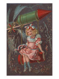 Girl Sitting On Firecracker Print
