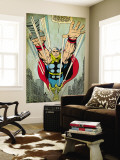 Marvel Comics Retro: Mighty Thor Comic Panel, Flying (aged) Wandgemälde