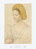 Portrait of a Lady with Goldhaube und Perlenkette Sammlerdrucke von Bernardino Luini