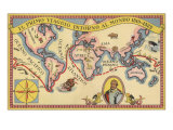 The First Voyage Around The World With A Portrait Of Magellan Affiche par Beryl Tumiati