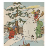 Making A Snowman In Winter Prints by Constance Heffron