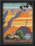 Santa Fe Railroad: Grand Canyon National Park, Arizona Innrammet Giclee-trykk av Oscar M. Bryn