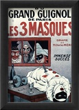 Theatre de Grand Guignol, Les 3 Masques Innrammet Giclee-trykk av Adrien Barrere Theatre de Grand Guignol, Les 3 Masques Innrammet Giclee-trykk av Adrien Barrere