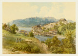 View of Gmunden at Lake Traun from Old Post Street Collectable Print by Josef Hoger