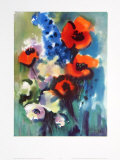 Red Poppies and Delphinium Kunstdrucke von Franz Aumueller