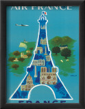 Air France: Eiffel Tower and Paris Monuments, c.1952 Lámina giclée enmarcada por Bernard Villemot Air France: Eiffel Tower and Paris Monuments, c.1952 Lámina giclée enmarcada por Bernard Villemot