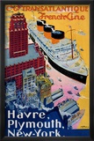 Transatlantique, French Line, Paris-Havre-New York Lámina giclée enmarcada por Albert Sebille Transatlantique, French Line, Paris-Havre-New York Lámina giclée enmarcada por Albert Sebille