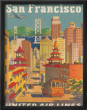 United Airlines: San Francisco, c.1950 Gerahmter Giclée-Druck von Stan Galli