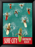 Surf City, Huntington Beach Framed Giclee Print