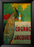 Cognac Jacquet - Affiche vintage avec paon Poster par Camille Bouchet
