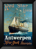 Red Star Linie: Antwerpen, New York, Philadelphia Lámina giclée enmarcada