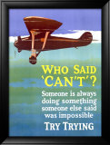 Try Trying Success Indrammet giclee-tryk