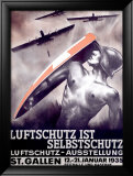 Luftschutz ist Selbstschutz Ingelijste gicléedruk van Otto Baumberger Luftschutz ist Selbstschutz Ingelijste gicléedruk van Otto Baumberger
