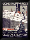 Anchor Line, Glasgow to New York Lámina giclée enmarcada por Kenneth Shoesmith