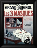 Theatre de Grand Guignol, Les 3 Masques Innrammet Giclee-trykk av Adrien Barrere Theatre de Grand Guignol, Les 3 Masques Innrammet Giclee-trykk av Adrien Barrere
