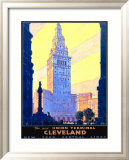 Union Terminal en Cleveland, New York Central Lámina giclée enmarcada por Leslie Ragan