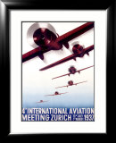 4ª reunión internacional de la aviación Lámina giclée enmarcada