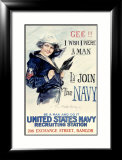 WWII, U.S. Navy, I Wish I Were a Man Lámina giclée enmarcada