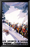 Chartreuse Resort Snow Tobaggan Framed Giclee Print by Roger Broders