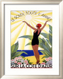 Cote d'Azur, Le Soleil Toute l'Annee Estampe encadrée par Roger Broders