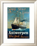 Red Star Linie: Antwerpen, New York, Philadelphia Lámina giclée enmarcada