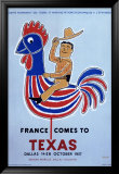 France comes to Texas, 1957 Estampe encadrée par Raymond Savignac