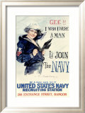 WWII, U.S. Navy, I Wish I Were a Man Lámina giclée enmarcada
