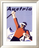 Austria Ski Vacation Innrammet Giclee-trykk av Joseph Binder
