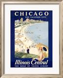 Chicago Illinois Central Train Lámina giclée enmarcada