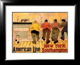 American Line, New York to Southampton Framed Giclee Print by Henri Cassiers