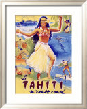 Tahiti Wahine Hula Dance Travel Poster Lámina giclée enmarcada Tahiti Wahine Hula Dance Travel Poster Lámina giclée enmarcada