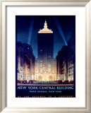 New York, Central Building, 1930 Estampe encadrée par Chesley Bonestell