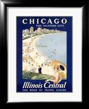 Chicago Illinois Central Train Estampe encadrée