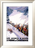 Chartreuse Resort Snow Tobaggan Estampe encadrée par Roger Broders