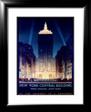 New York, Central Building, 1930 Estampe encadrée par Chesley Bonestell
