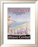 Chicago Illinois Central Tour Estampe encadrée