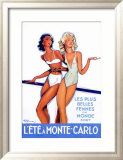 L'Ete a Monte Carlo Indrammet giclee-tryk af Jean-Gabriel Domergue