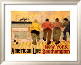 American Line, New York to Southampton Framed Giclee Print by Henri Cassiers