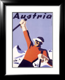 Austria Ski Vacation Innrammet Giclee-trykk av Joseph Binder