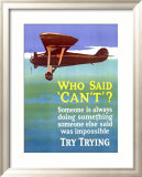 Try Trying Success Indrammet giclee-tryk