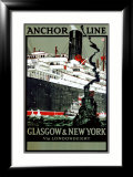 Anchor Line, Glasgow to New York Lámina giclée enmarcada por Kenneth Shoesmith