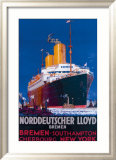 Norddeutscher Llyod Bremen Framed Giclee Print by Harry Hudson Rodmell